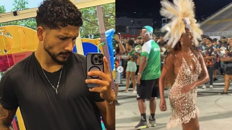 Yuri Lima reage ao ver a ex-namorada, Iza, em ensaio de Carnaval