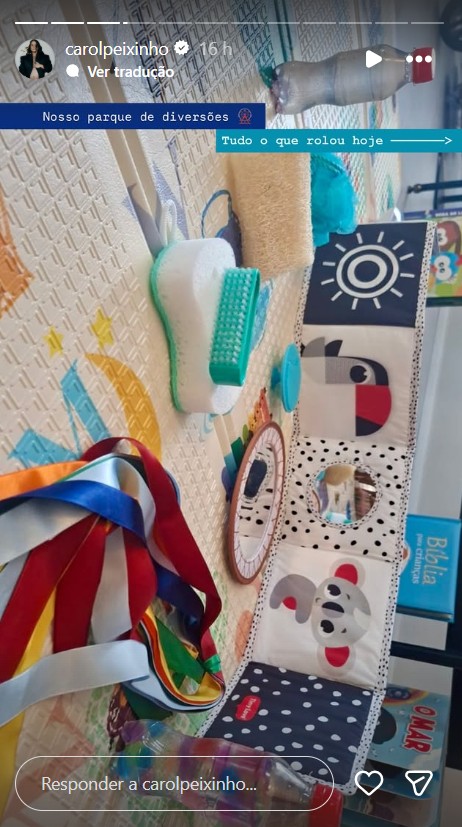 Carol Peixinho mostra como estimula o desenvolvimento do filho - Foto: Reprodução/Instagram @carolpeixinho