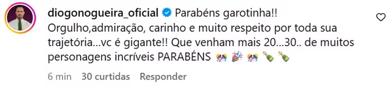 Diogo Nogueira comenta publicação de Paolla Oliveira — Foto: Reprodução/ Instagram