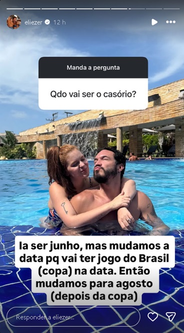 Storie de Eliezer – Foto: Reprodução/Instagram @eliezer