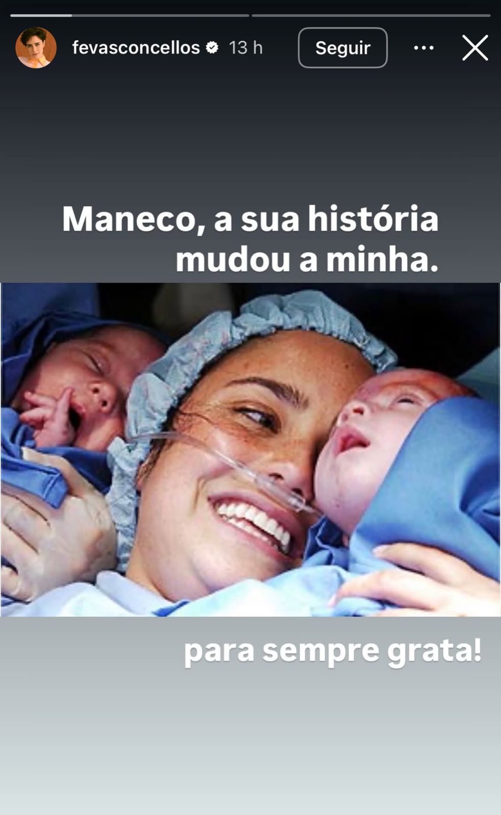 Fernanda Vasconcellos presta homenagem a Manoel Carlos - Foto: Reprodução/Instagram @fevasconcellos