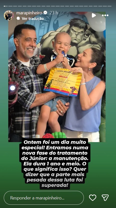 Mara Pinheiro celebra nova fase do tratamento do filho contra o câncer - Foto: Reprodução / Instagram @marapinheiro