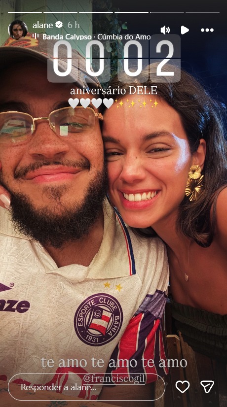 Alane Dias parabeniza Francisco Gil - Foto: Reprodução / Instagram @alane