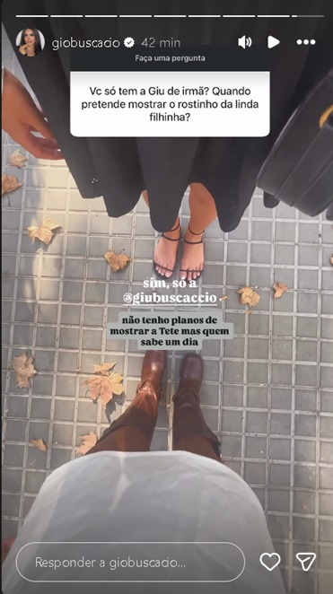 Storie de Giovanna Buscacio no Instagram - Foto: @giobuscacio