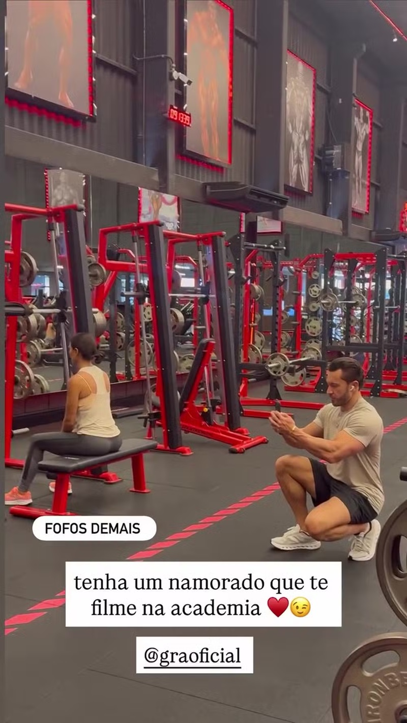 Gracyanne Barbosa tem treino filmado por Gabriel Cardoso — Foto: Reprodução/Instagram