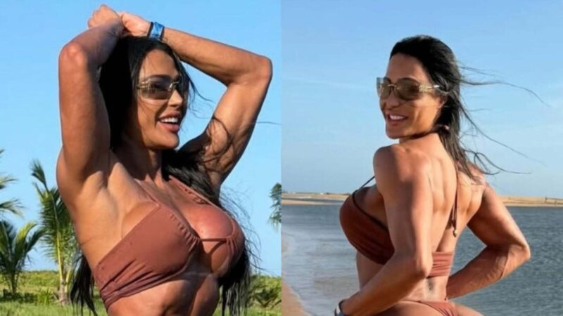 Gracyanne Barbosa impressiona ao surgir de biquíni