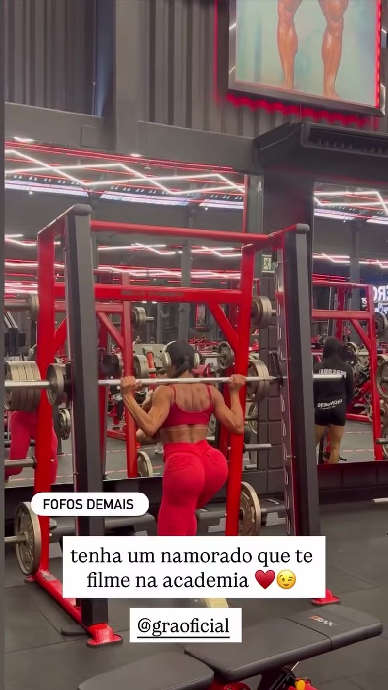 Gracyanne Barbosa tem treino filmado por Gabriel Cardoso — Foto: Reprodução/Instagram