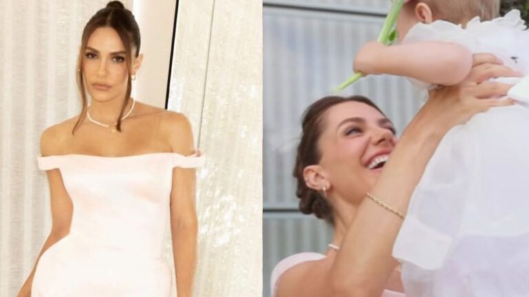 Jade Magalhães chama a atenção com detalhe no look para festa de sua filha e de Luan Santana