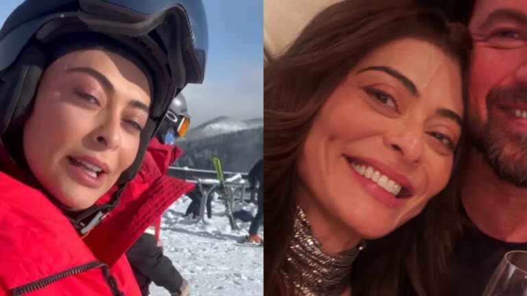 Juliana Paes impressiona ao esquiar durante férias em família