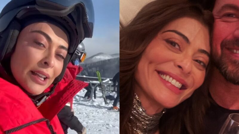 Juliana Paes impressiona ao esquiar durante férias em família