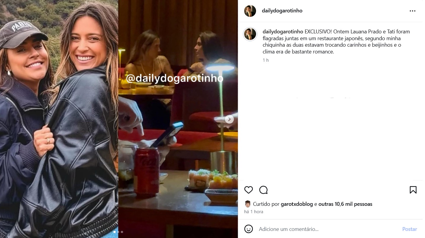 Lauana Prado e Tati Dias são vistas juntas após o fim do noivado - Foto: Reprodução / Instagram @dailydogarotinho 