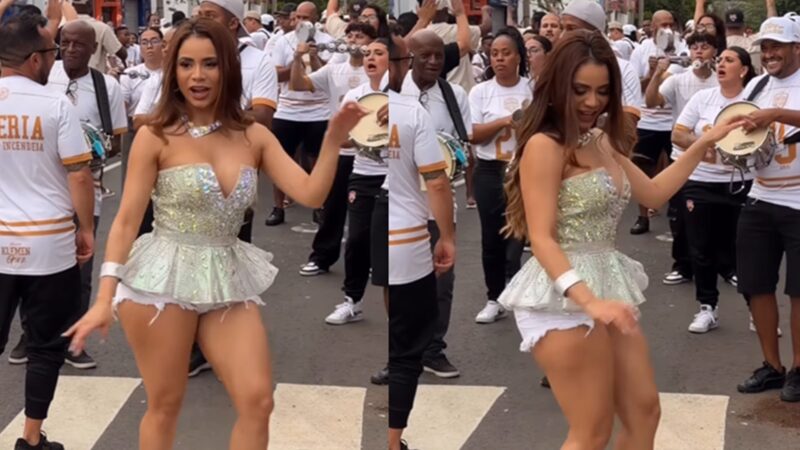 Lexa mostra consequências após ensaio de rua da Dragões da Real: ‘Toda’
