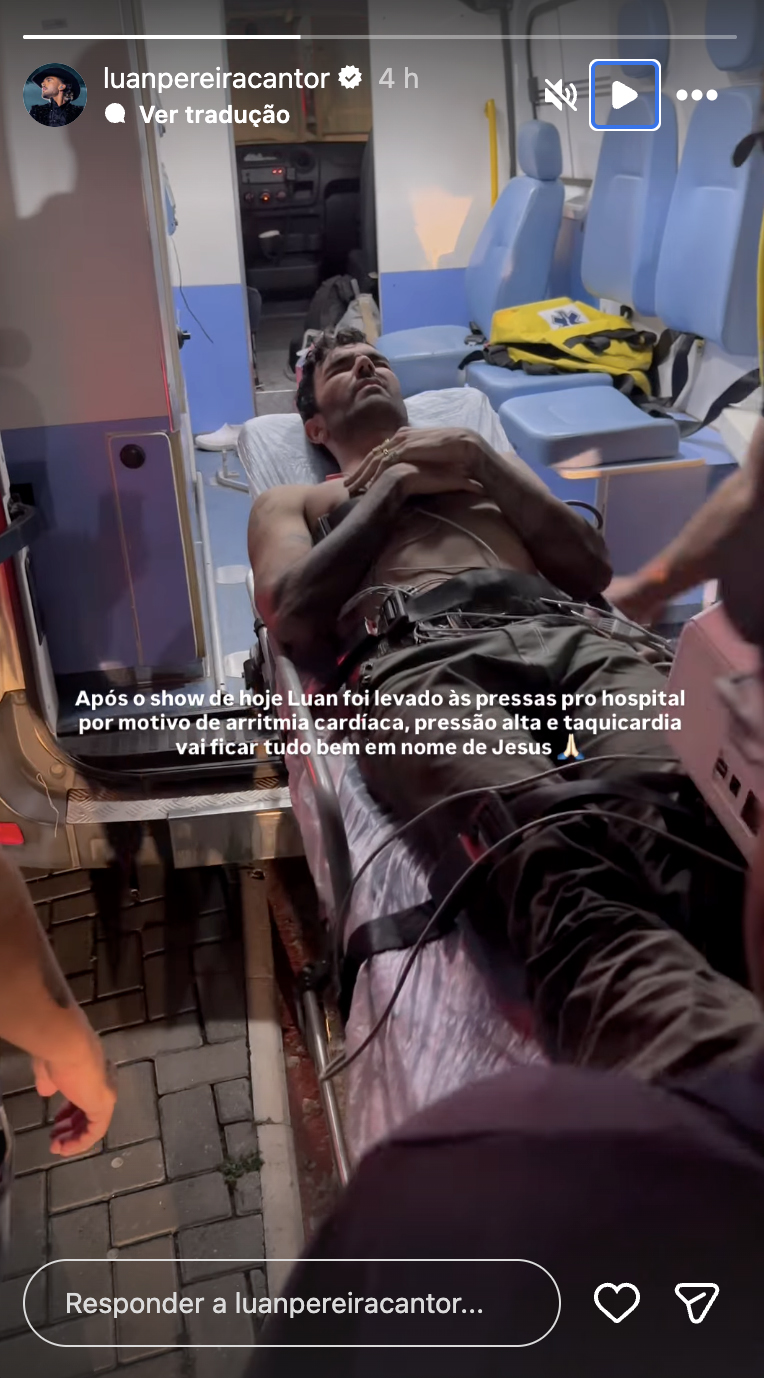 Luan Pereira é socorrido de ambulância - Foto: Reprodução / Instagram