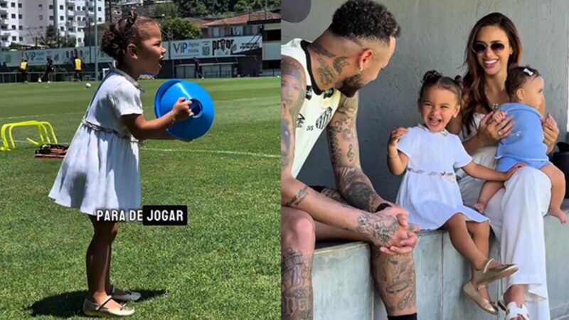 Neymar Jr e Bruna Biancardi são pais de Mavie e Mel – Foto: Reprodução / Instagram @santosfc