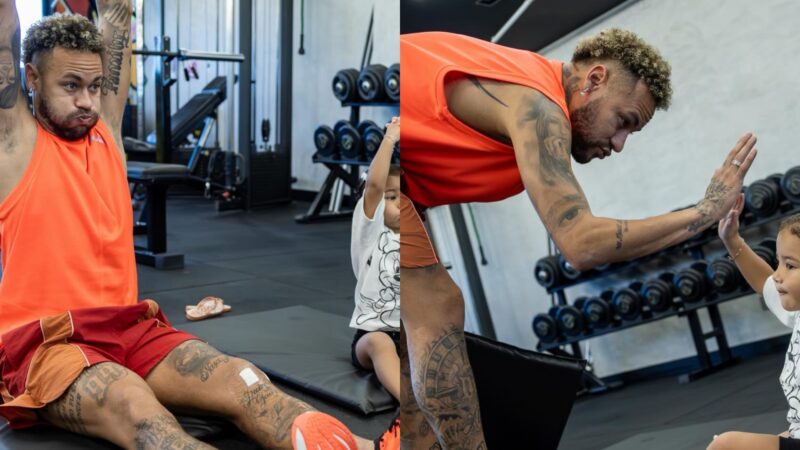 Neymar mostra treino ao lado de Mavie