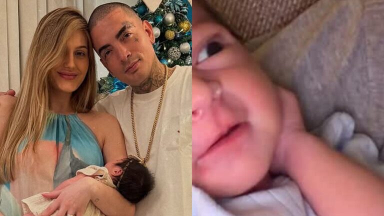 MC Guimê mostra o rostinho da filha, Yarin, pela primeira vez: ‘Cara do pai’