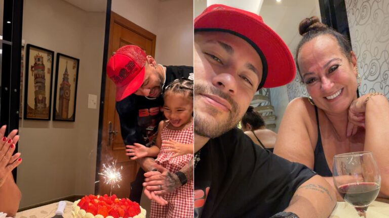 Neymar Jr. mostra comemoração do aniversário da mãe: ‘Dia dela’