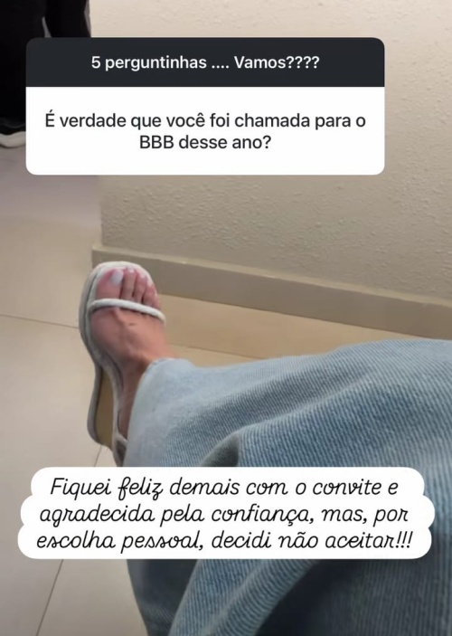 Poliana Rocha sobre convite para o BBB 26