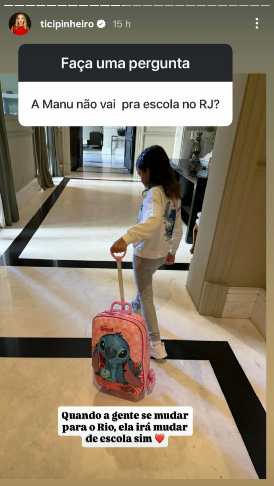 Ticiane Pinheiro fala sobre a escola da filha