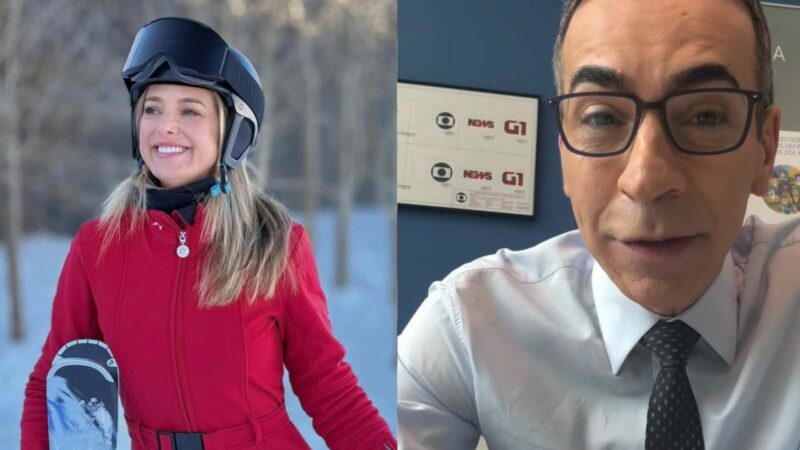 César Tralli reage às fotos de Ticiane Pinheiro na neve