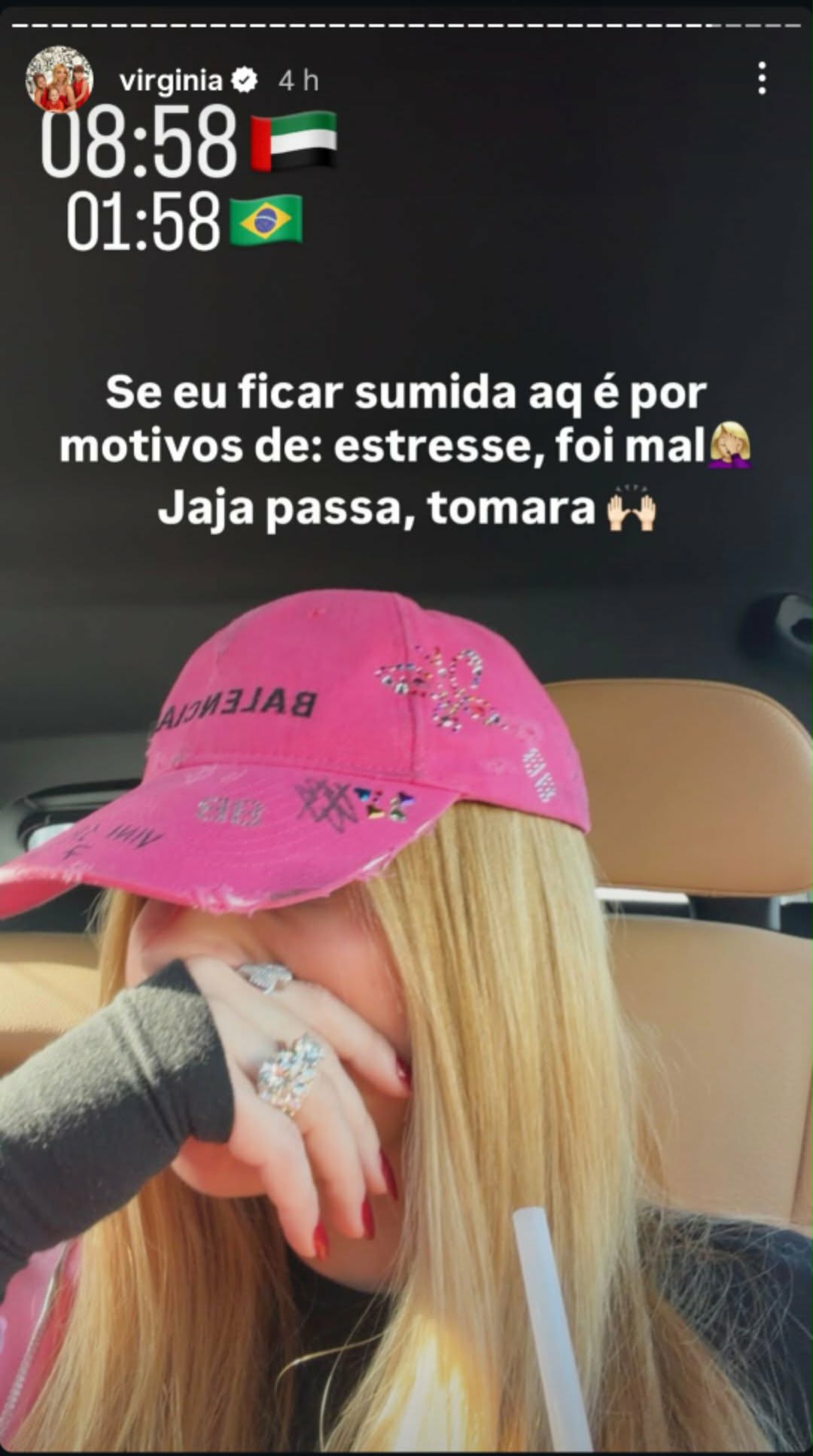 Virginia cancela volta para o Brasil - Foto: @virginia