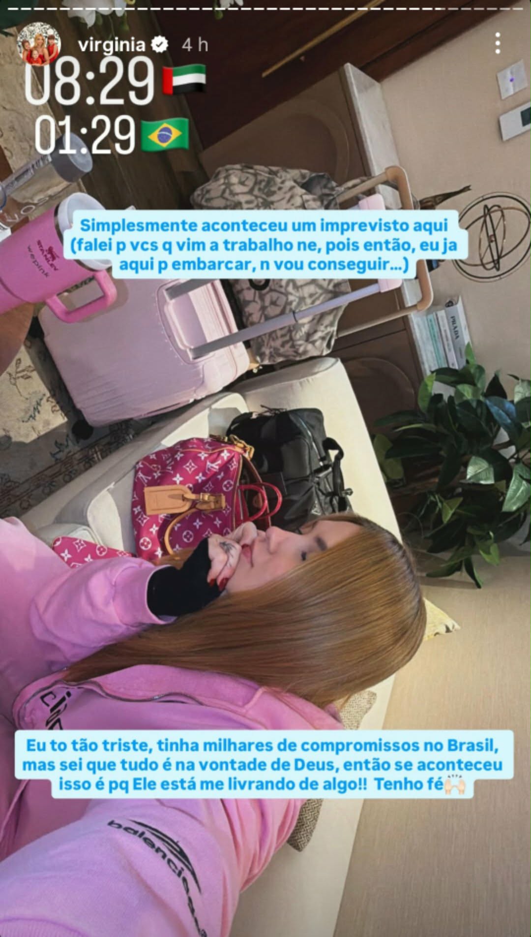 Virginia cancela volta para o Brasil - Foto: @virginia