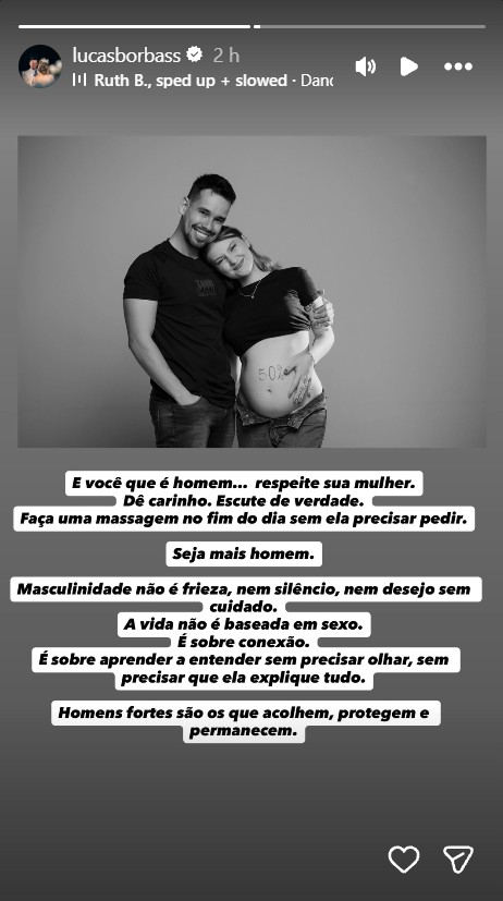 Viúvo de Isabel Veloso deixa mensagem sobre companheirismo - Foto: Reprodução/Instagram @lucasborbass