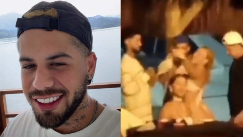 Zé Felipe arremessa celular de influencer