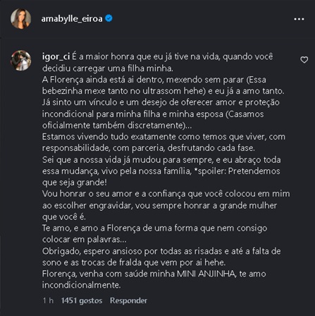 Comentário de Igor Camargo no Instagram 