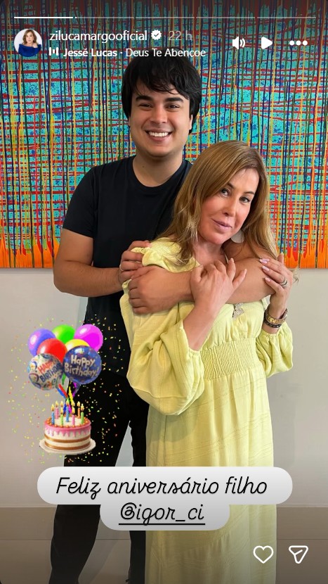 Zilu Camargo parabeniza o filho, Igor Camargo - Foto: Reprodução/Instagram @zilucamargooficial