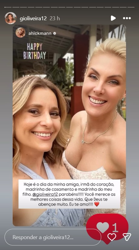 Ana Hickmann parabeniza a ex-cunhada - Foto: Reprodução / Instagram @ahickmann 