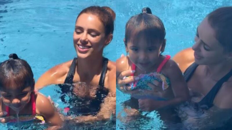 Bruna Biancardi se derrete ao mostrar Mavie nadando: ‘Minha peixinha’