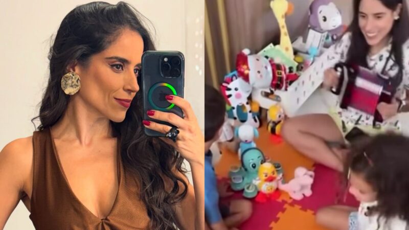 Camilla Camargo encanta ao surgir com os filhos e a irmã caçula, Clara