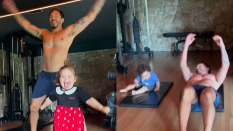 Filhos de Eliezer e Viih Tube roubam a cena na academia com o pai; vídeo