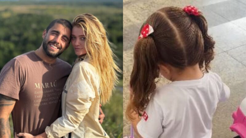 Filha de Pedro Scooby e Cíntia Dicker surpreende com tamanho em primeiro dia de aula