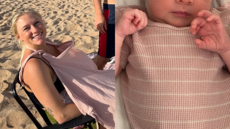 Tatiana Weston-Webb mostra primeira ida à praia com a filha recém-nascida