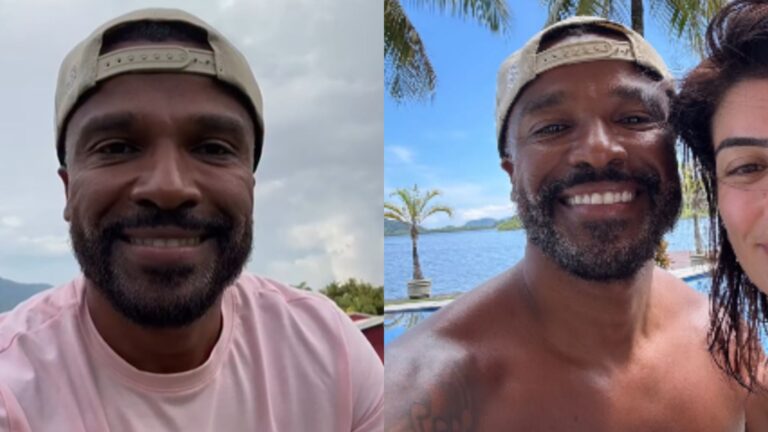 Alexandre Pires surge em foto rara com a esposa durante férias em Angra