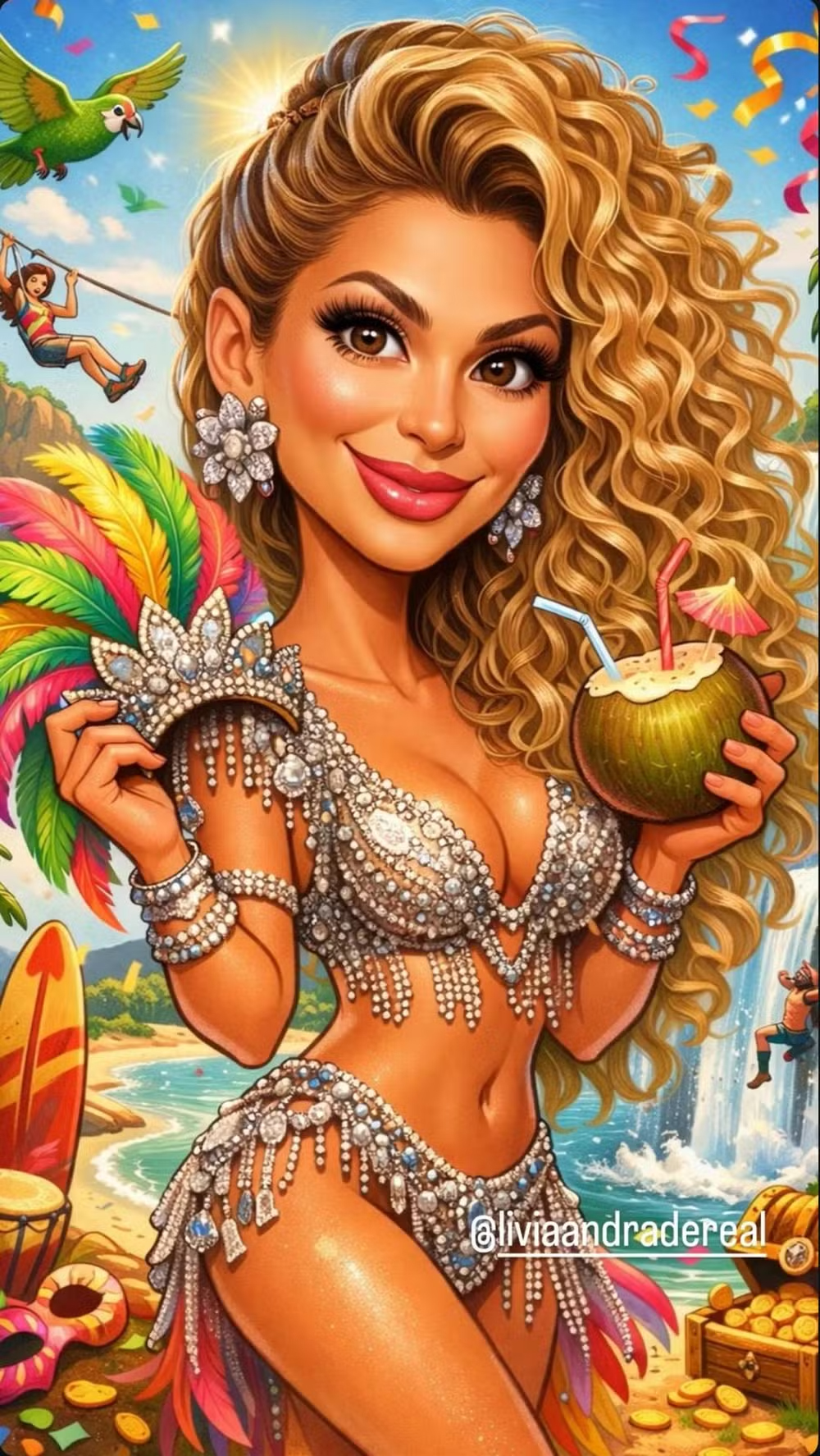 Caricatura feita com IA de Livia Andrade - Foto: Reprodução