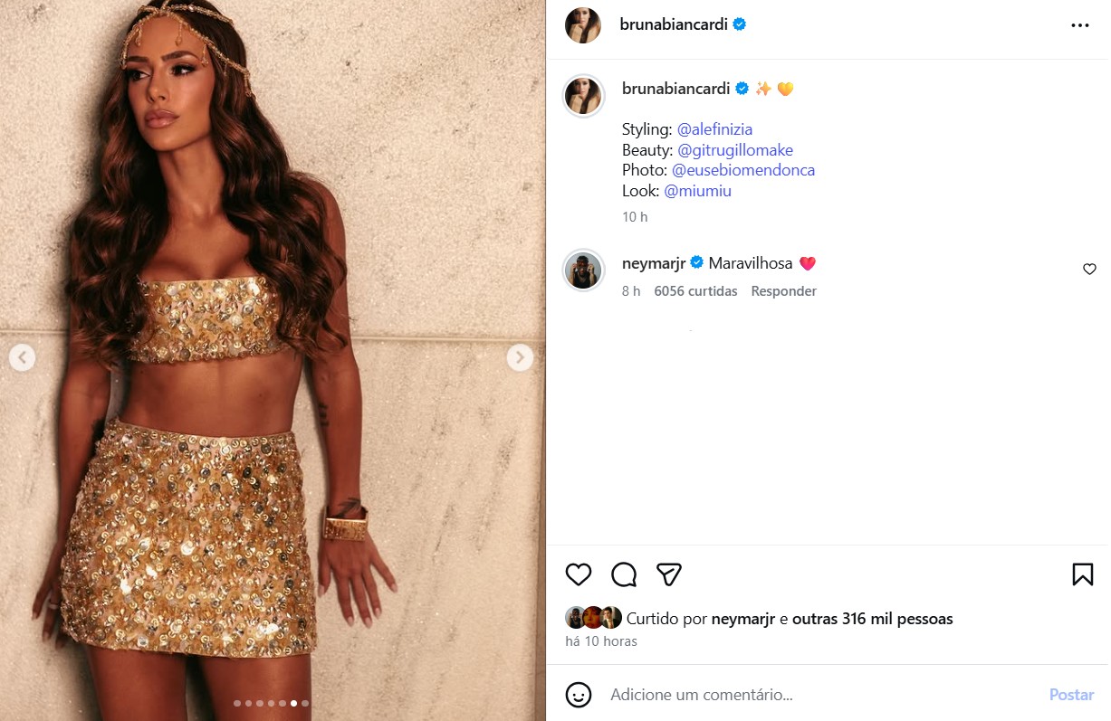 Neymar Jr deixa comentário carinhoso em fotos de Bruna Biancardi - Foto: Reprodução/Instagram @brunabiancardi