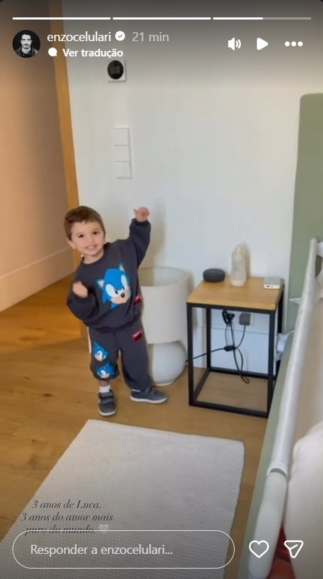 Luca, filho caçula de Claudia Raia, completa 3 anos - Foto: Reprodução/Instagram @enzocelulari 
