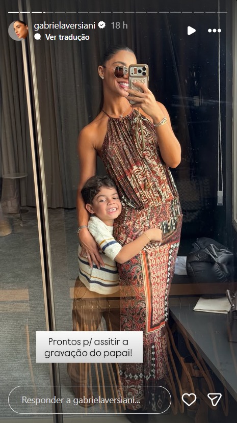 Leo com a madrasta, Gabriela Versiani - Foto: Reprodução/Instagram @gabrielaversiani