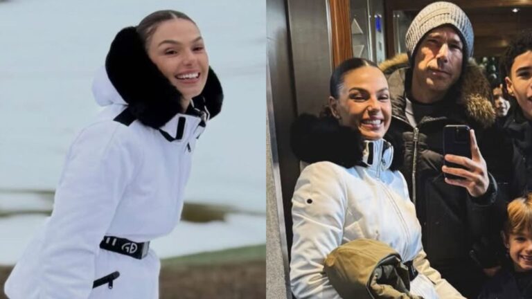 Isis Valverde mostra fotos de passeio na neve com o filho e o enteado: ‘Minha família’