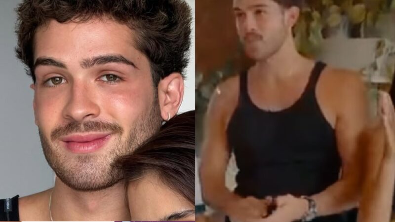 João Guilherme posa ao lado da mãe e do irmão caçula em sua festa de aniversário