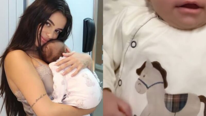 Ex-BBB Key Alves se impressiona com tamanho da filha de 2 meses: ‘Grandona’