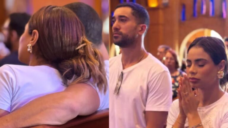 Lexa e Ricardo Vianna fazem homenagem à filha durante missa
