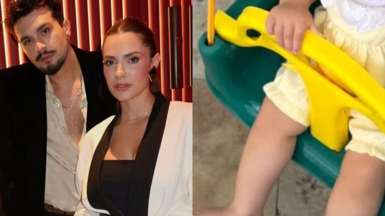 Filha de Luan Santana e Jade Magalhães esbanja fofura ao surgir brincando em balanço
