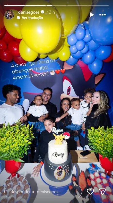 Mãe de Rodrygo Goes celebra 4 anos dos netos - Foto: Reprodução/Instagram @_denisegoes