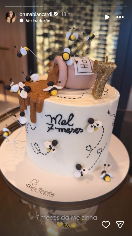 Bolo do mesversário de Mel - Foto: Reprodução/Instagram @brunabiancardi