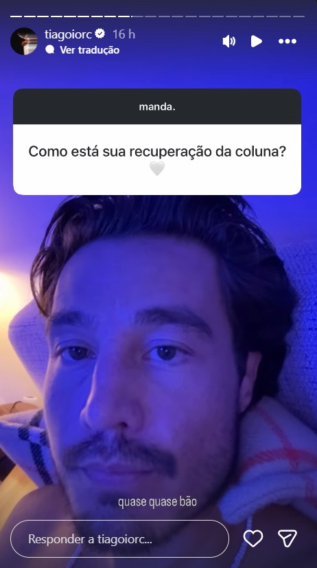 Tiago Iorc fala sobre diagnóstico de hérnia cervical - Foto: Reprodução/Instagram @tiagoiorc 