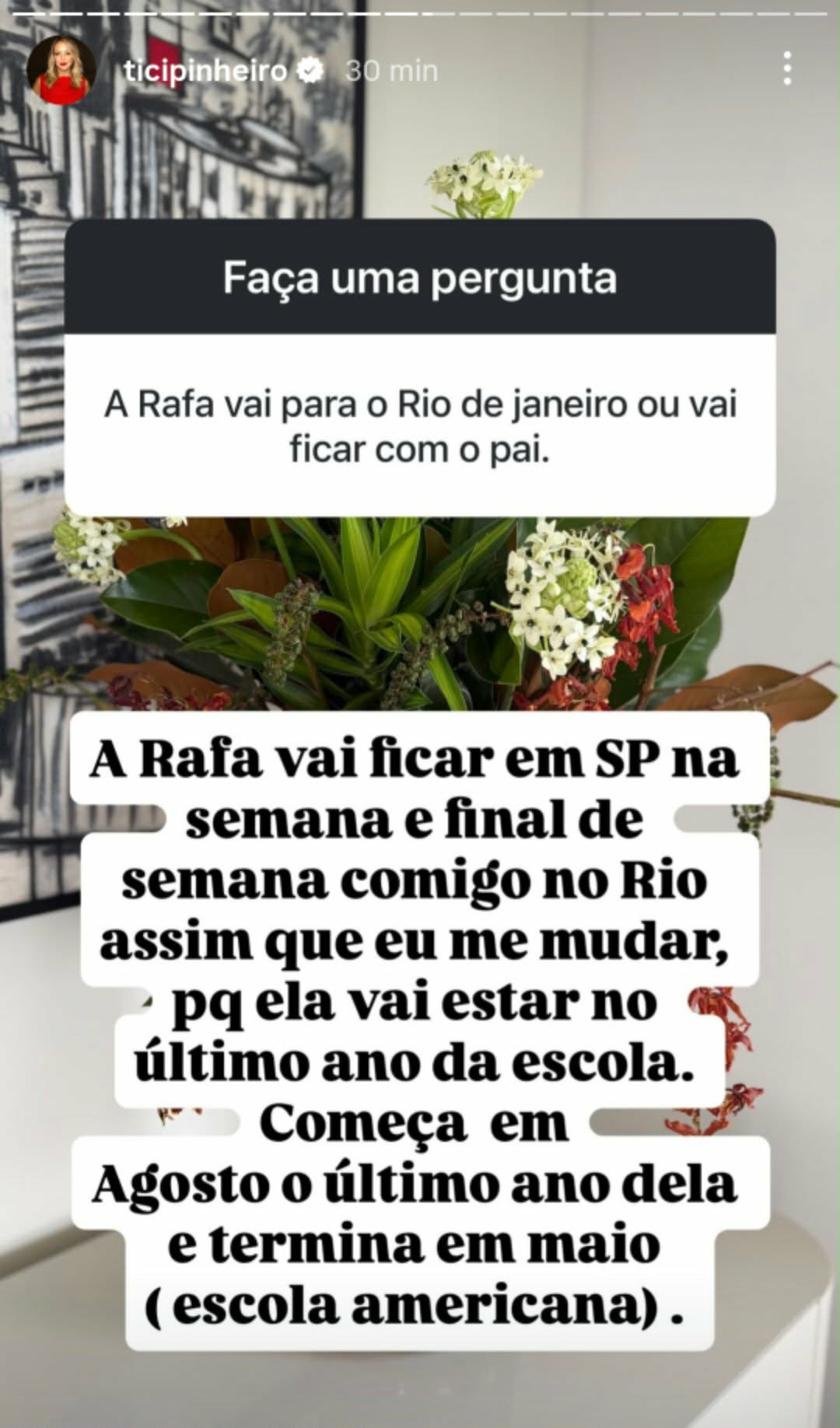 Ticiane Pinheiro fala sobre Rafella Justus morar com o pai